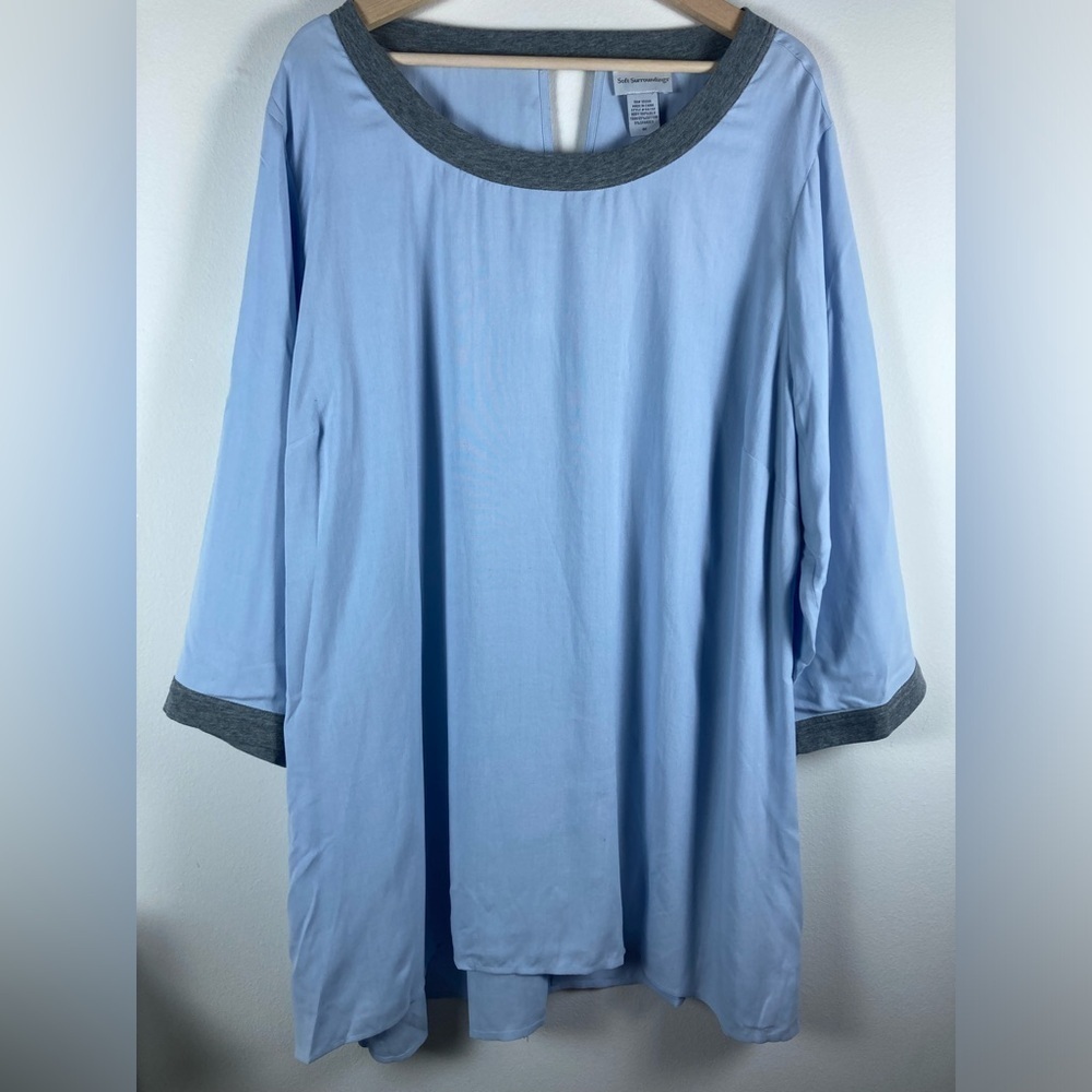 Soft Surroundings Silk Tunic Top 3/4 Sleeves 3X